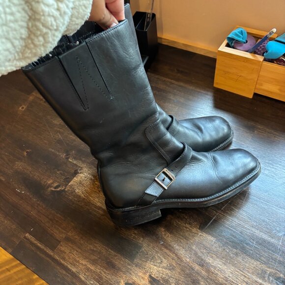 Gucci Black Leather Moto Boots - Size 8 - Picture 7 of 8